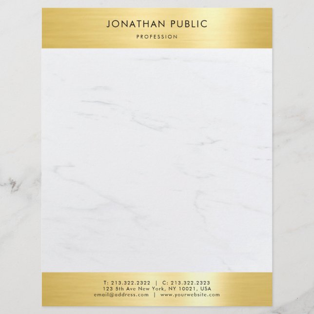 Membrete Moderno y elegante Marble Gold Elegant Profesional (Anverso)
