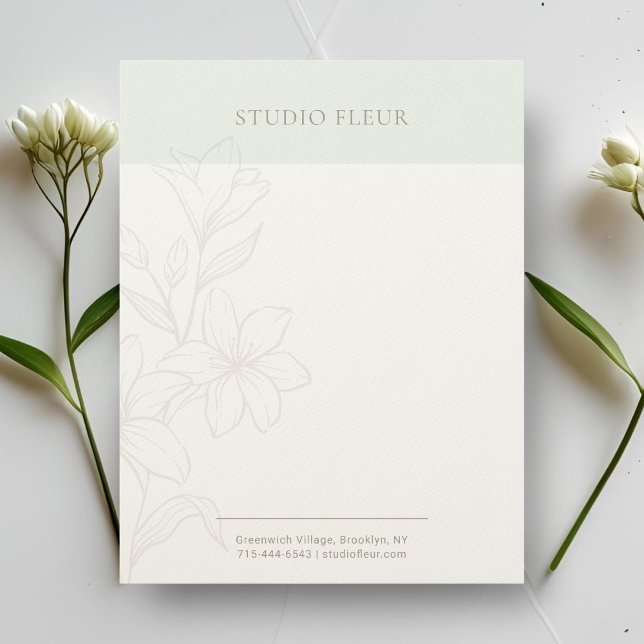 Membrete Moneda y blanco | Moda Letterhead Floral Mínima (Subido por el creador)