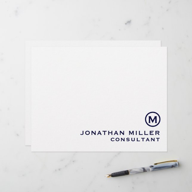 Membrete Monograma clásico de la marina personalizada (Anverso/Reverso In Situ)