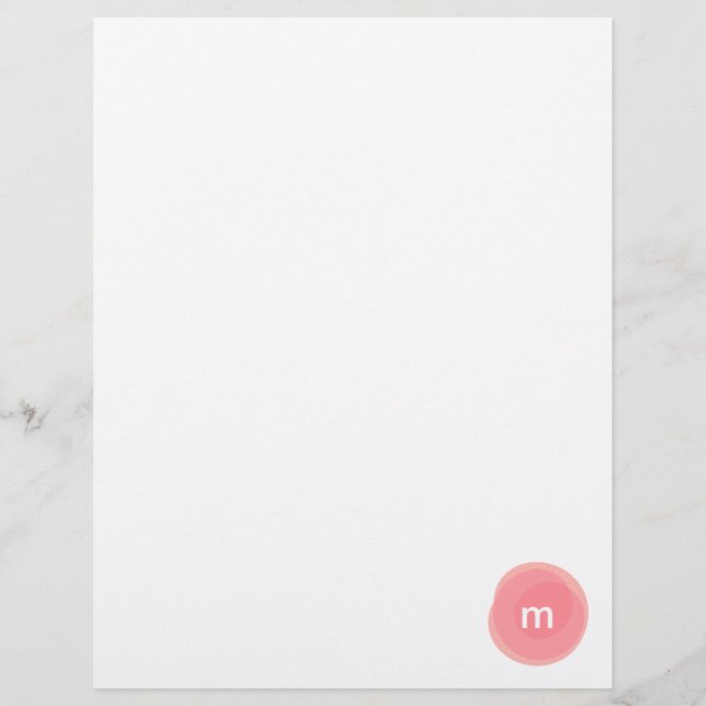 Membrete Monograma Coral personalizado y rosa moderno (Anverso)