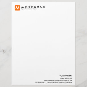 Membrete Monograma cuadrado redondeado - Naranja
