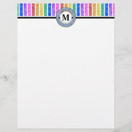 Membrete Monograma de franja color arcoiris simplemente mod