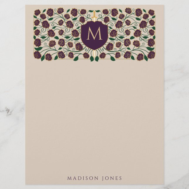 Membrete Monograma de la espada y el escudo de la fantasía  (Anverso)