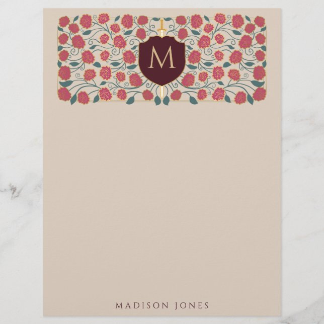 Membrete Monograma de la fantasía mediana Sword & Shield (Anverso)