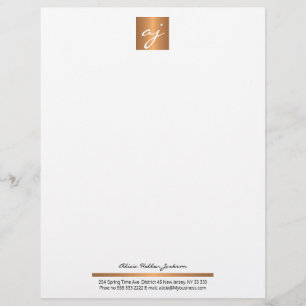 Membrete Monograma de oro de cobre blanco negro femenino el