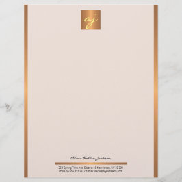 Membrete Monograma de oro de cobre rosa de lujo femenino