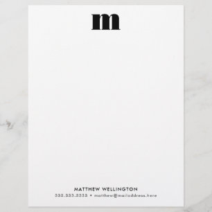 Membrete Monograma de Personalizado blanco negro negrita mi