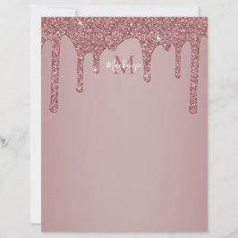 Membrete Monograma del Purpurina de goteo de oro de Glam Ro