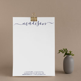 Membrete Monograma elegante de tipografía azul de moda