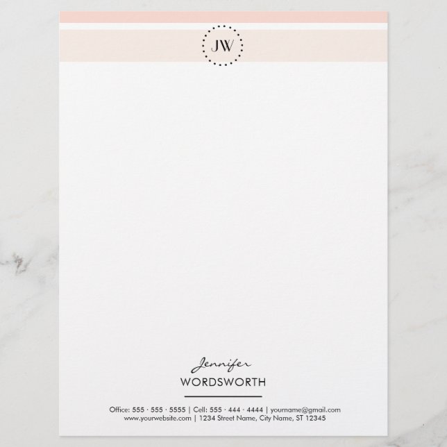 Membrete Monograma Elegante Letrero Profesional (Anverso)