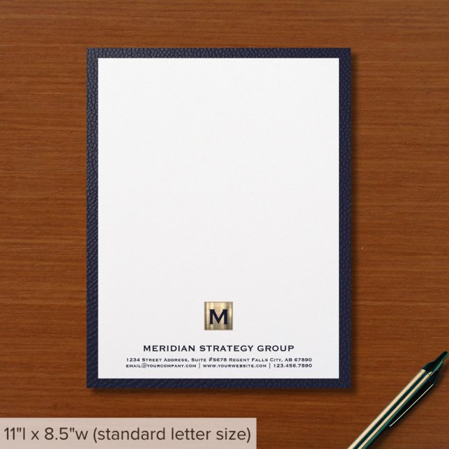 Membrete Monograma Emblema inicial Blue Business Letterhead (Subido por el creador)