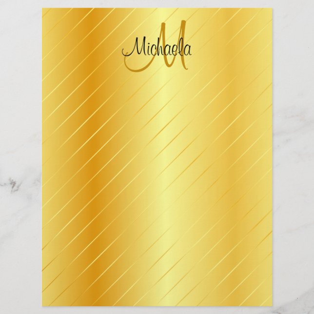 Membrete Monograma Faux Gold Elegant Modern Template (Anverso)