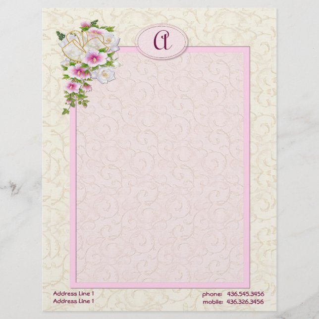 Membrete Monograma floral - Personalizar (Anverso)