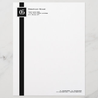 Membrete Monograma negro y blanco profesional de la raya