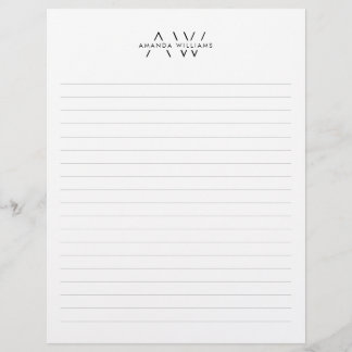 Membrete Monograma Personalizado Elegante en Blanco y Negro