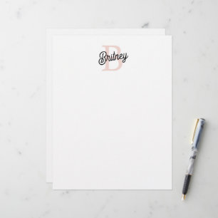 Membrete Monograma personalizado moderno y nombre Pastel ro