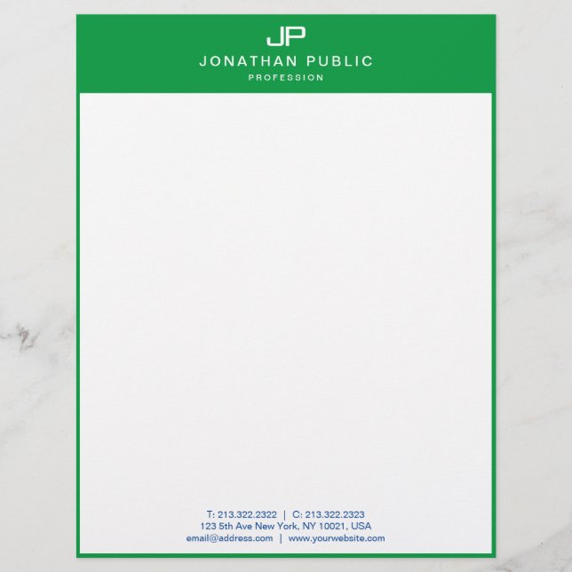 Membrete Monograma Plantilla inicial Personalizable blanco  (Anverso)