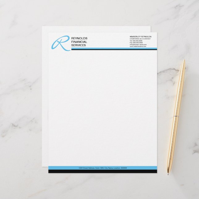 Membrete Monograma profesional en Blue Business (Anverso/Reverso In Situ)