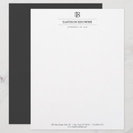 Membrete Monograma profesional Gris oscuro sobre blanco