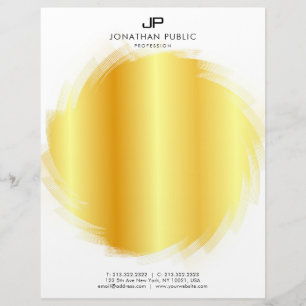 Membrete Monograma Simple Plantilla Moderna Elegante Oro
