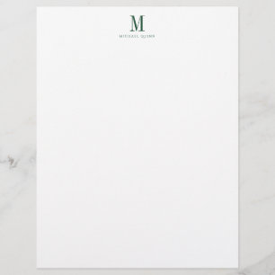 Membrete Monograma verde masculino profesional