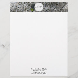 Membrete Monograma y dirección grises del granito