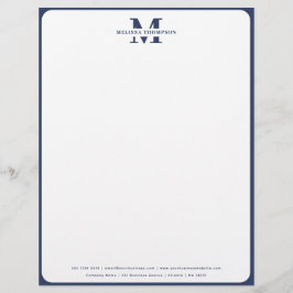 Membrete Monogramado azul de la marina moderna
