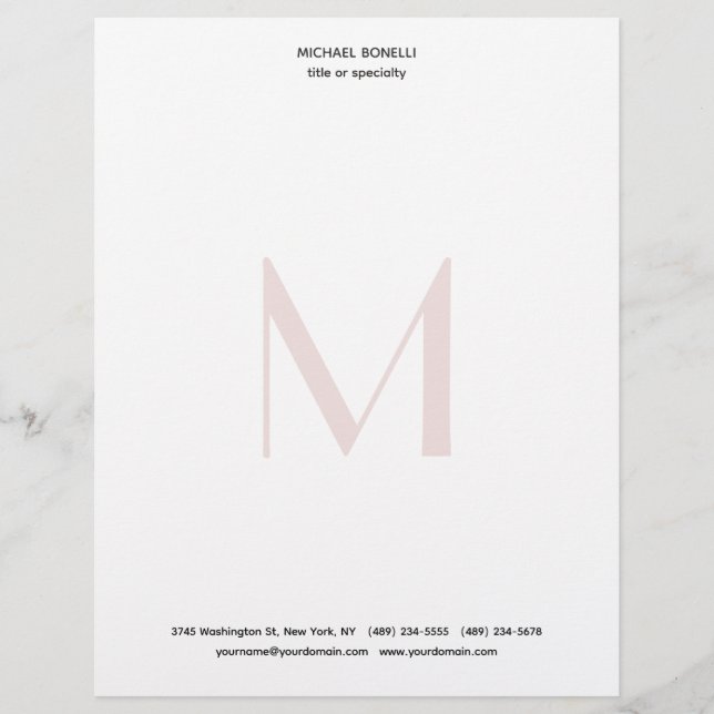 Membrete Monogramo profesional sencillo moderno Minimalista (Anverso)