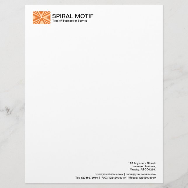 Membrete Motif espiral - Naranja (Anverso)