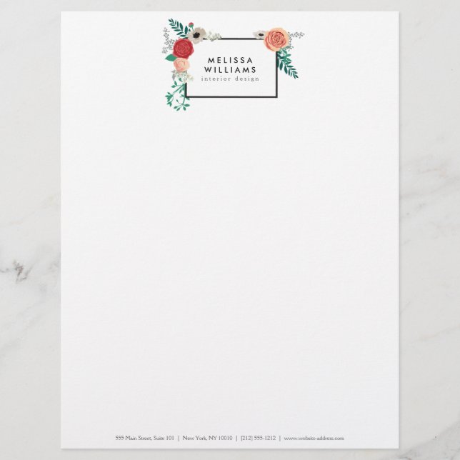 Membrete Moto Floral Vintage moderno Letterhead (Anverso)