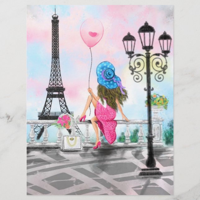 Membrete Mujer En Paris Eiffel Tower Letterhead (Reverso)