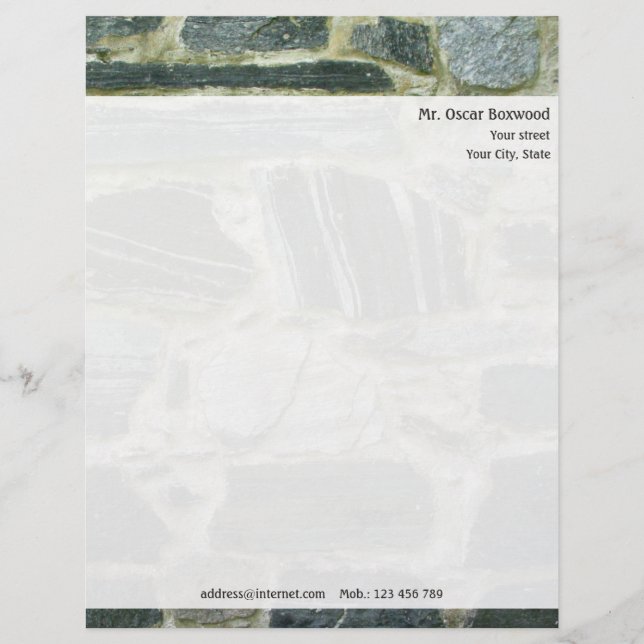 Membrete Muro de piedra personalizado con dirección de reto (Anverso)