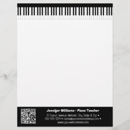 Membrete Músico Teclas de Piano Negocio Código QR