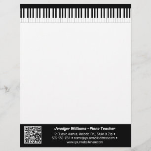 Membrete Músico Teclas de Piano Negocio Código QR