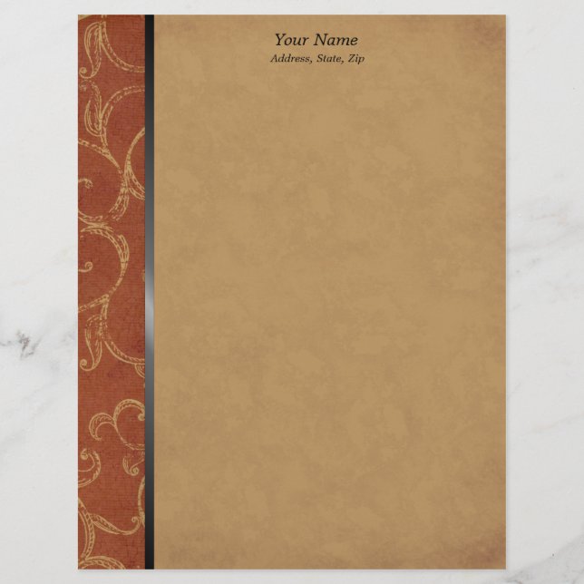 Membrete Naranja De Swirl Vintage (Anverso)