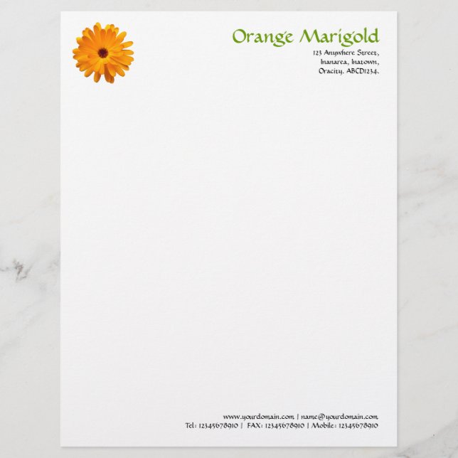 Membrete Naranja Marigold (Anverso)