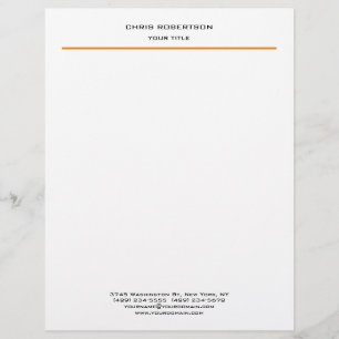 Membrete Naranja profesional moderno minimalista blanco