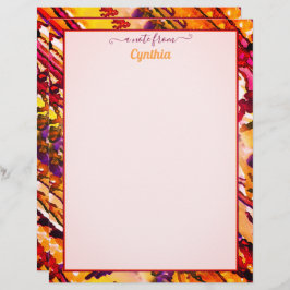 Membrete Naranja tamaño de impresora y acuarela abstracta r