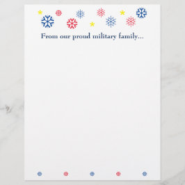 Membrete Navidades de familia militar con copas de nieve az