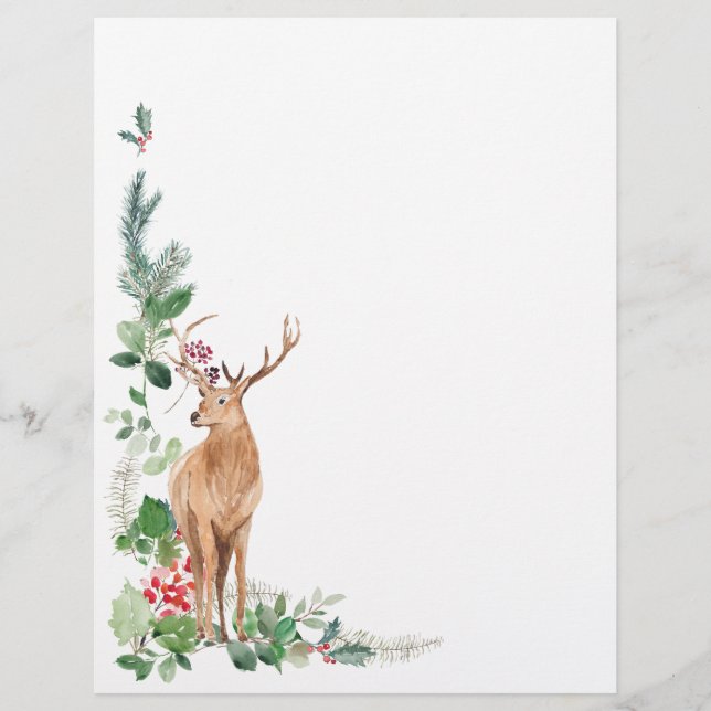 Membrete Navidades del follaje verde Deer Letterhead (Anverso)