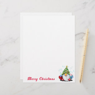 Membrete Navidades Letterhead Cute Gnome con regalo