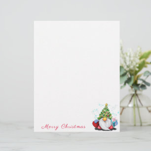 Membrete Navidades Letterhead Cute Gnome con regalo