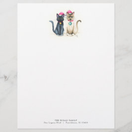 Membrete Navidades Letterhead Festix Watercolor Cats
