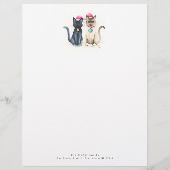 Membrete Navidades Letterhead Festix Watercolor Cats (Anverso)