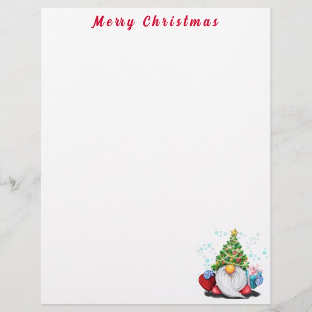 Membrete Navidades Letterhead Gnome con regalo (Anverso)