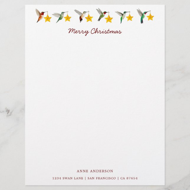 Membrete Navidades personalizados Hummingbirds Stationery (Anverso)
