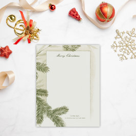 Membrete Navidades Vintage Elegante De Pino Verde Deco