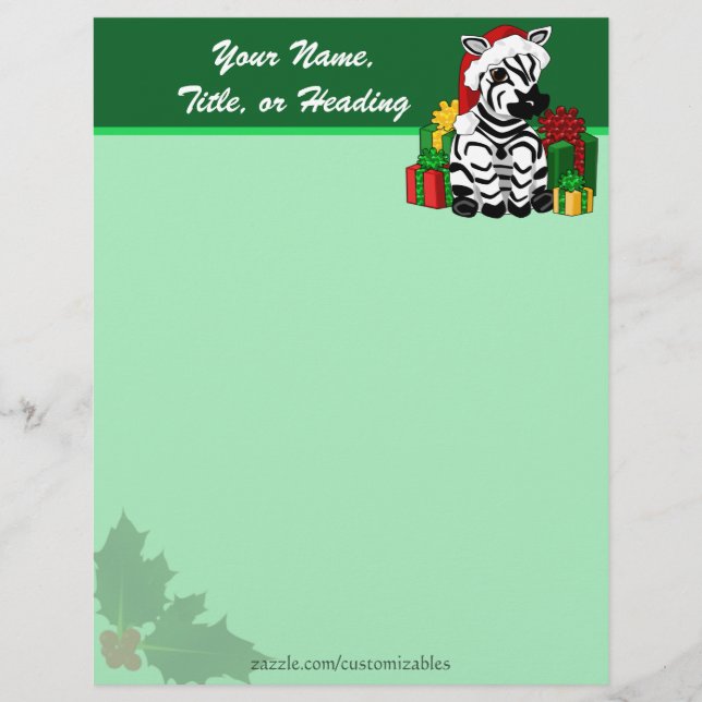 Membrete Navidades Zebra Letterhead (Anverso)