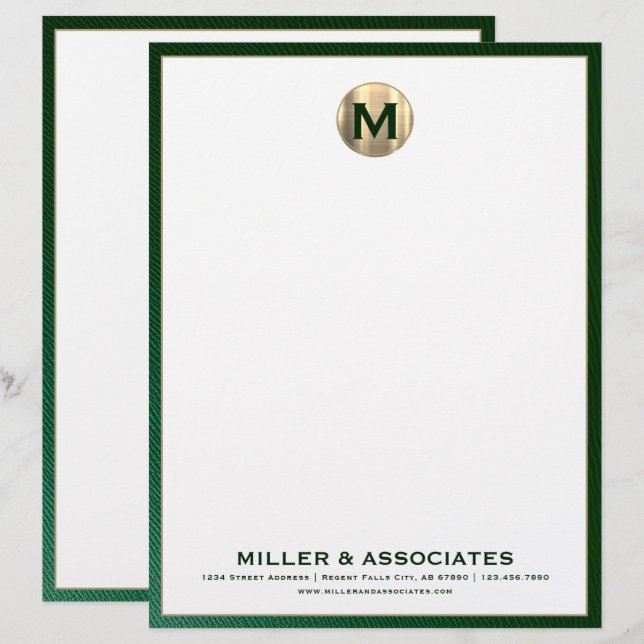 Membrete Negocios de Monograma de Lujo Personalizado (Anverso / Reverso)