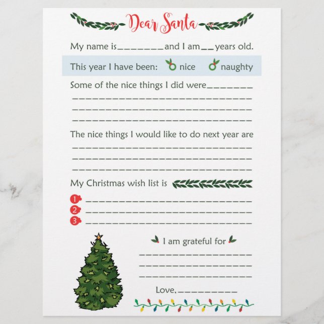 Membrete Niños queridos en Santa Letters (Anverso)